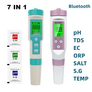 pH-mètre numérique 7 en 1 à dents bleues PH/TDS/EC/ORP/salinité/SG/TEMP mètre testeur de qualité de l'eau Aquariums d'eau potable 240320