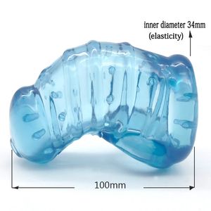 Manchon de pénis de dispositif de chasteté masculin doux Transparent bleu avec des jouets sexuels adultes à pointes pour les hommes CBT Cock Cages dispositifs 240102