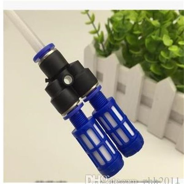 Autres accessoires pour fumeurs Silencieux de filtre amélioré double bleu, narguilé en verre en gros, raccords de tuyauterie en verre