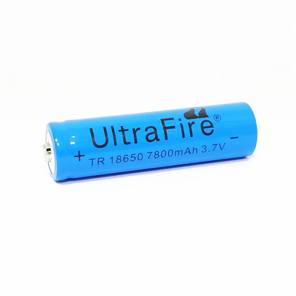Batterie Li-ion rechargeable bleue Ultrafire 18650 7800mAh 3.7V pour lampe torche LED et batterie de ventilateur à main