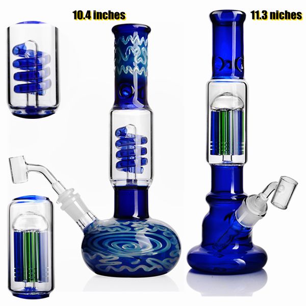 Tubería de agua de narguile vertical azul Withr Grueso de alta calidad Bong Glass Oil Dab Rigs utilizado para fumar regalo