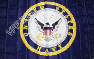 Bleu US Navy Crest Seal Emblem Flag 3ft x 5ft Polyester Banner Flying 150 * 90cm Personnalisé extérieur AF39