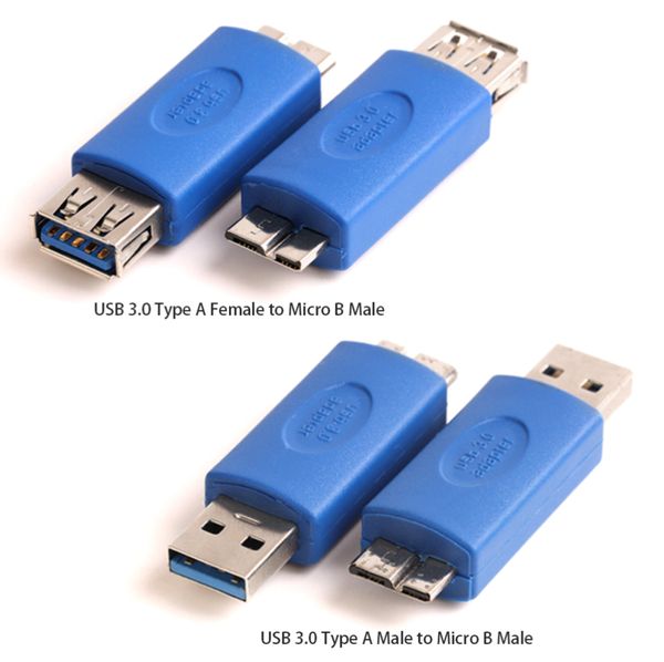 Blue USB 3.0 Type A Male à Micro B Connecteur de plug mâle Adaptateur OTG