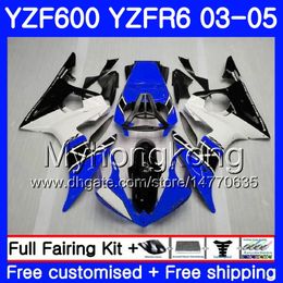 Blauw Wit Cowling Lichaam voor Yamaha YZF-600 YZF-R6 03 YZF R6 2003 2004 2005 Carrosserie 228HM.26 YZF 600 R 6 YZF600 YZFR6 03 04 05 Valerijen Kit