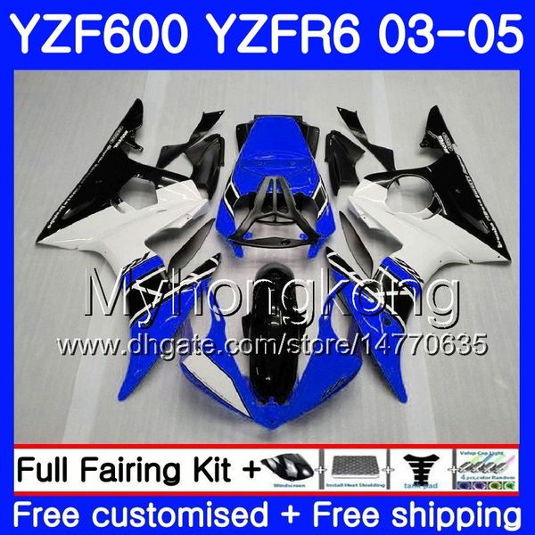 Carenado blanco azul Cuerpo para YAMAHA YZF-600 YZF-R6 03 YZF R6 2003 2004 2005 Carrocería 228HM.26 YZF 600 R 6 YZF600 YZFR6 03 04 05 Kit de carenado