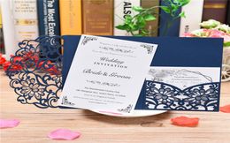 Cartes d'invitation de mariage laser blanches Blue White Elegant Cut Card de vœux CARTY Personnalisez Business avec RSVP CARTS DÉCORS Party Supplies6965370