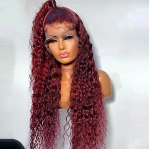 Bleu / vin long Red Deep Wigs Wigs Lace Frontal Synthetic Wig Simulation Hair Human For American Black Women 150%
