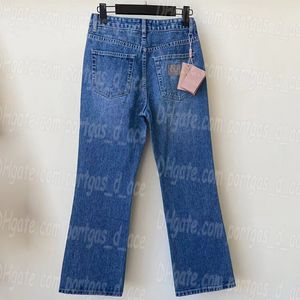 Mujeres azules Jeans pantalones Carta Mujer Denim Nine Quarter pantalón Casual tendente jean pantalones tamaño