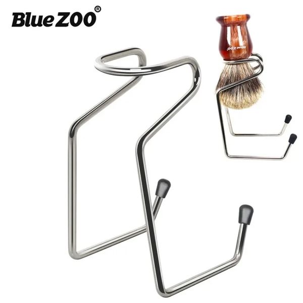 Outils artistiques de zoo bleu en gros de la brosse à rasage pour hommes en mousse de feuille de poule fabriquant un support en alliage de fer.