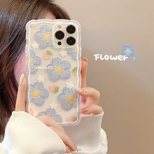 Blueberry Flowers Wave Clear Phone Case voor iPhone 14 13 12 Mini 11 Pro XS Max 13Pro 12Pro SE2 X XR 8 7 Plus zachte siliconenhoes
