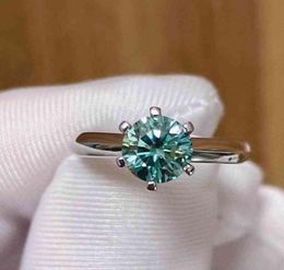 Bluegreen Color 12ct Real Moissanite Ring Verstelbaar Resiseerbare Gemstones 925 Silver For Women Girlfriend Birthday Present8298629