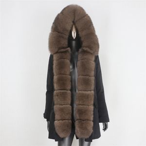 BluessFair Waterdichte Lange Parka Echt Bontjas Natuurlijke Bontkraag Kap Bovenkleding Winterjas Dames Warm Streetwear 211018