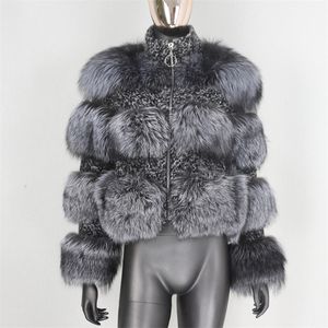 BLUSEENessFair Winter Jacket vrouwen echte bont jas Parka natuurlijke wasbeer bont wol weven stof dik warme bovenkleding streetwear 201126