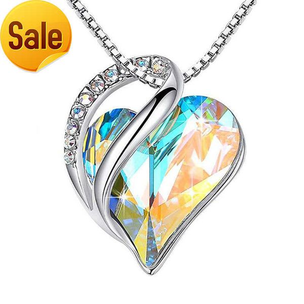 Blues OEM bijoux en gros cristal infini amour coeur collier de pierre de naissance pour garçon et fille 12 mois bijoux