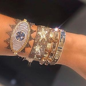 BLUESTAR 2021 turc mauvais œil Bracelet étoile Pulseras Femme mode bijoux cristal à la main tissé métier à tisser perle