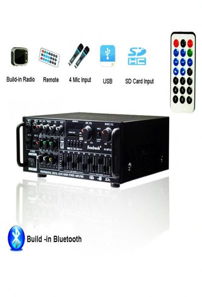 Freeshipping Bluetooth 2.0 Channel 2000W o Amplificateur HiFi de puissance 220-240V AV Amp Haut-parleur Télécommande EQ Stage Karaoké pour voiture Home4889739