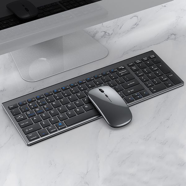 Combinación de teclado y ratón inalámbricos Bluetooth 5,0 2,4G, Mini teclado Multimedia, juego de ratón para ordenador portátil, PC, TV, iPad, Macbook y Android