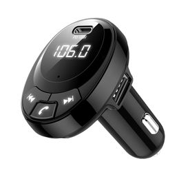 Kit de voiture Bluetooth 5.0 transmetteur FM sans fil musique mains libres jouant double chargeur de voiture USB PD 18W charge rapide