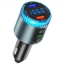 Bluetooth 5.0 FM-zender Handsfree Wireless Music Player LED Light QC3.0 Smart Dual USB-poorten Car Kit Ondersteuning U DISK BC77A