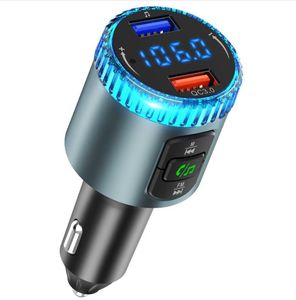 Transmetteur FM Bluetooth 5.0 Lecteur de musique sans fil mains libres Lumière LED QC3.0 Smart Dual USB Ports Car Kit Support U Disk BC77A