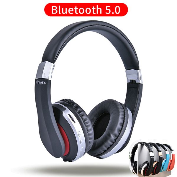Casque Bluetooth 5.0 casque pliable sans fil sur l'oreille avec microphone basses profondes son Hi-Fi et coussinets de protéines à mémoire douce