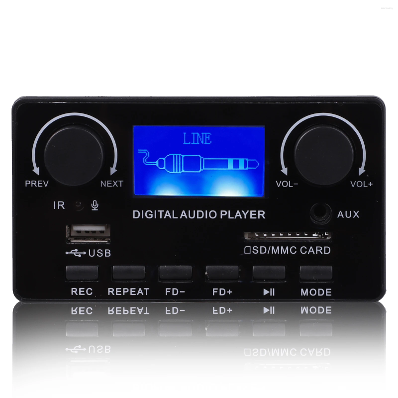 Bluetooth 5.0 MP3 Decoder Board Wireless Player Audio FM Radio Module med LCD Display Call Recording TF USB AUX