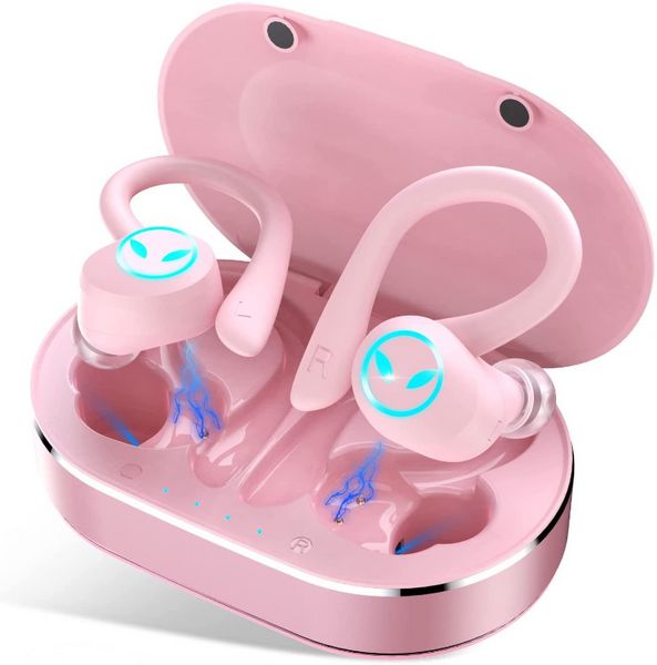 Auriculares Bluetooth 5,1 True Sport Earhook Auriculares inalámbricos con botón de micrófono Control Reducción de ruido Earhooks Auriculares impermeables