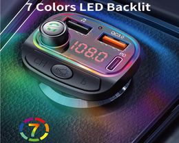 Bluetooth 50 auto mp3 -speler FM Zender Wireless Hands Auto Kit Ondersteuning QC3018W PD -lader met EQ LED RGB Back -back -verlichting 5746431