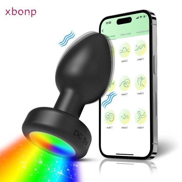 Bluetooth Plug Anal Vibrateur avec Lumière APP Télécommande Butt Prostate Masseur Formateur Sex Toys pour Femmes Hommes Adultes 231010