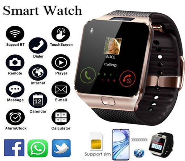 Bluetooth Android Smart Watch avec Camera Clock Sim TF Slot Smartwatch Appareils portables Intelligent Phone Mobile Wristwatch pour IP5823049