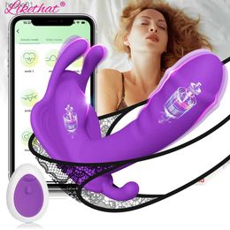 Bluetooth APP Dildo Vibrator G Spot Clitoris Stimulator Vlinder Vibrerende Slipje Erotische Speeltjes voor Vrouwen Orgasme Masturbator L230518