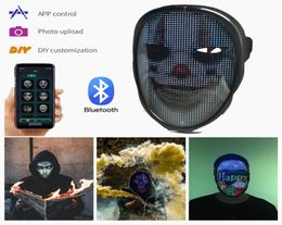 Aplicación Bluetooth programable DIY Po Animación a todo color Texto LED brillante Men039s Máscara Tablero de exhibición Fiesta de Halloween Navidad7424906