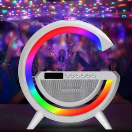 Veilleuse Bluetooth à intensité variable, haut-parleur en forme de G avec chargeur sans fil, lampe de table LED colorée, décoration de chambre à coucher, cadeaux de fête, cadeau pour adulte