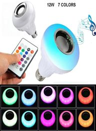 Bluetooth Bulbe Smart E27 LED RGB Bulbes Stage Light Wireless Bluetooth O Musique de haut-parleurs jouant la lampe dimmable avec télécommande5535737