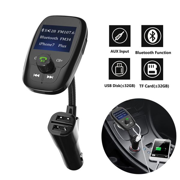 Transmisor FM Bluetooth para automóvil Radio para automóvil Adaptador de audio Receptor Kit manos libres inalámbrico para automóvil FM34 con cargador de puerto USB de alta calidad