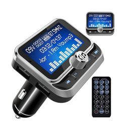 Kit de coche Bluetooth 1,8 pulgadas LCD Transmisor FM Reproductor MP3 Manos Transmisor inalámbrico Adaptador de radio Cargador USB Control remoto Drop del DHKZB