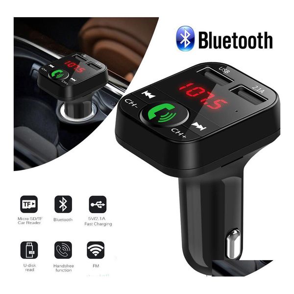 Kit voiture Bluetooth 5.0 Transmetteur Fm Lecteur MP3 Double Usb 2.1A Chargeur rapide Modérateur de musique O Fréquence Radio Drop Delivery Mobiles Mot Dhchm