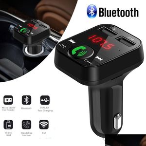Kit de voiture Bluetooth Kit de voiture mains sans fil Bluetooth transmetteur Fm Lcd lecteur MP3 chargeur Usb 2.1A livraison directe 2022 Mobiles Motorcyc Dhh6K