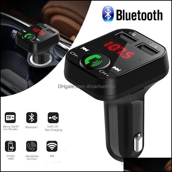 Kit de coche Bluetooth Kit de coche Manos Inalámbrico Bluetooth Transmisor FM LCD Reproductor de MP3 Cargador USB 2.1A Accesorios Automóviles Motocicletas Dhyuv