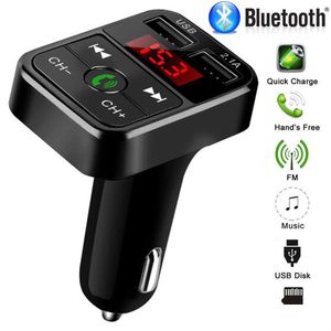 Kit de voiture Bluetooth double chargeur USB pour téléphone Samsung Xiaomi Fruit avec transmetteur Fm disque à main / carte Tf jouer de la musique livraison directe Autom Dhgvc