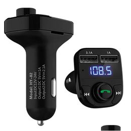 Bluetooth Car Kit Dual Usb Fm Transmitter Aux Modator O Mp3 Player con 3.1A Quick Charger Drop Delivery Móviles Motocicletas Electron Dhr4L