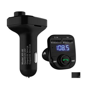 Bluetooth Car Kit Dual Usb Fm Transmitter Aux Modator O Mp3 Player con 3.1A Quick Charger Drop Delivery Móviles Motocicletas Electron Dhdrn