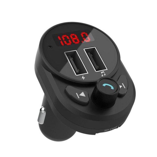 Bluetooth Car Kit Transmisor FM 5.0 Cargador USB dual Manos Adaptador de radio Soporte Tarjeta SD U Disco Reproducción Drop Entrega Automóviles Mo Othsb