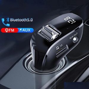 Bluetooth Car Kit FM -zender Wireless 5.0 Radiomodator USB Charger Hands Aux O MP3 Player Drop Delivery Mobile Motorcycles Elec DHZZ9