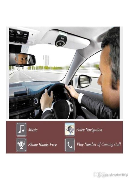 Kit de voiture Bluetooth mains suppression du bruit récepteur Bluetooth V41 haut-parleur de voiture pince multipoint pare-soleil pour deux téléphones6025844