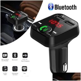 Bluetooth Car Kit Hands Wireless FM Zender LCD MP3 -speler USB Charger 2.1A Accessoires Modator Drop levering Mobiles Motorfiets Dhggw