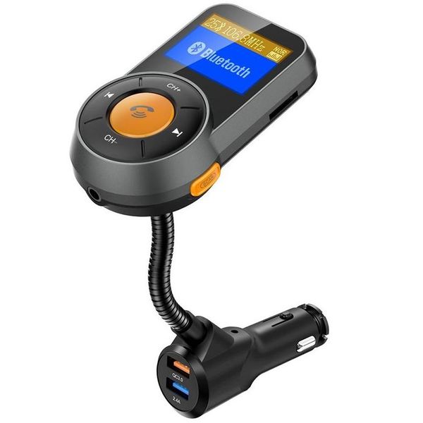 Kit de coche Bluetooth Carga rápida 3.0 Transmisor FM 2.4A Puerto USB dual Adaptador inalámbrico Drop Delivery Móviles Motocicletas Electrónica DHHCT