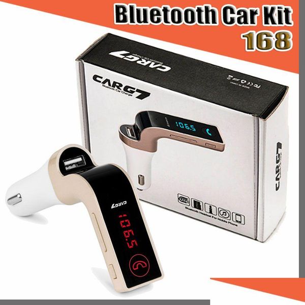 Bluetooth Car Kit Inalámbrico Mp3 Transmisor FM Modator 2.1A Cargador Soporte Manos- G7 con USB Drop Delivery Automóviles Motocicletas Au Otled