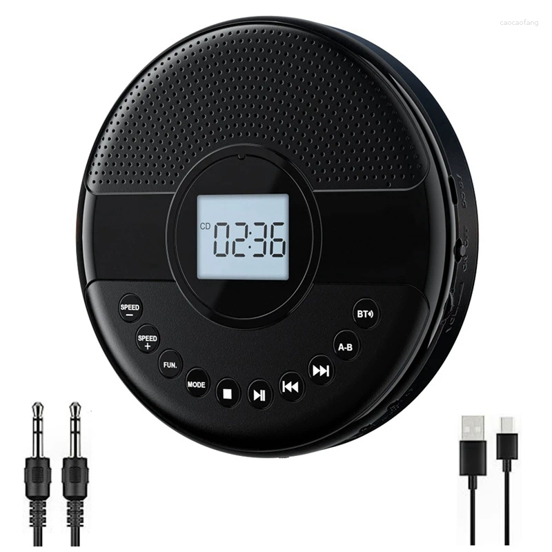 Bluetooth CD Player Car With Dual Speaker Rechargeable Walkman Headphone AUX Cable For