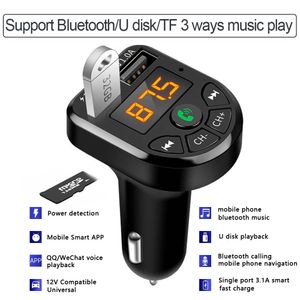 Bluetooth-compatibele 5.0 FM zenderauto kit mp3 modulator speler draadloze handsfree audio-ontvanger dubbele USB snelle lader